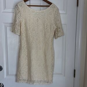TULLE Elegant Cream Lace Dress Bell Sleeve size Medium